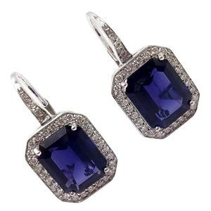 Authentic! Pasquale Bruni 18k White Gold Iolite Diamond Earrings